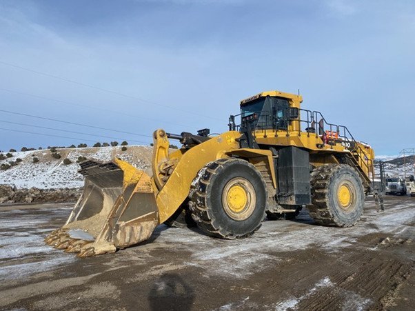 A construction machine working on mountains
