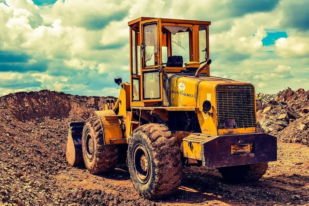 Wheel loader working in a construction site