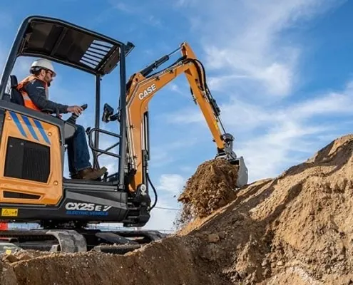 Used Excavators working in construction site