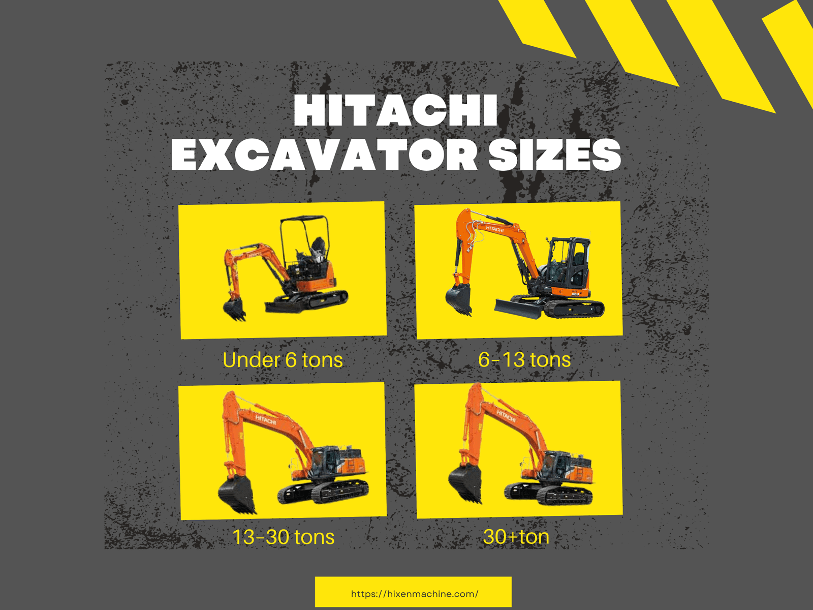 hitachi excavator sizes