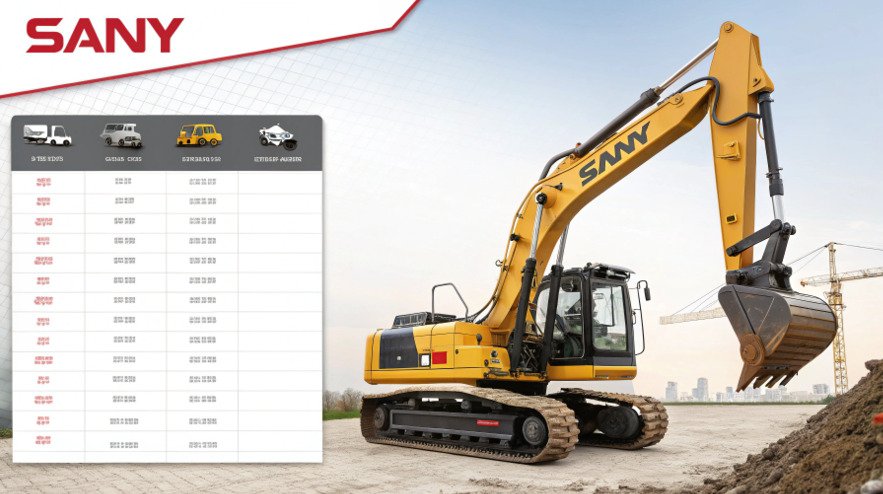 SANY Excavator Price List